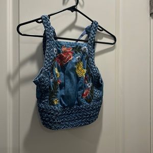 Floral jean crop top